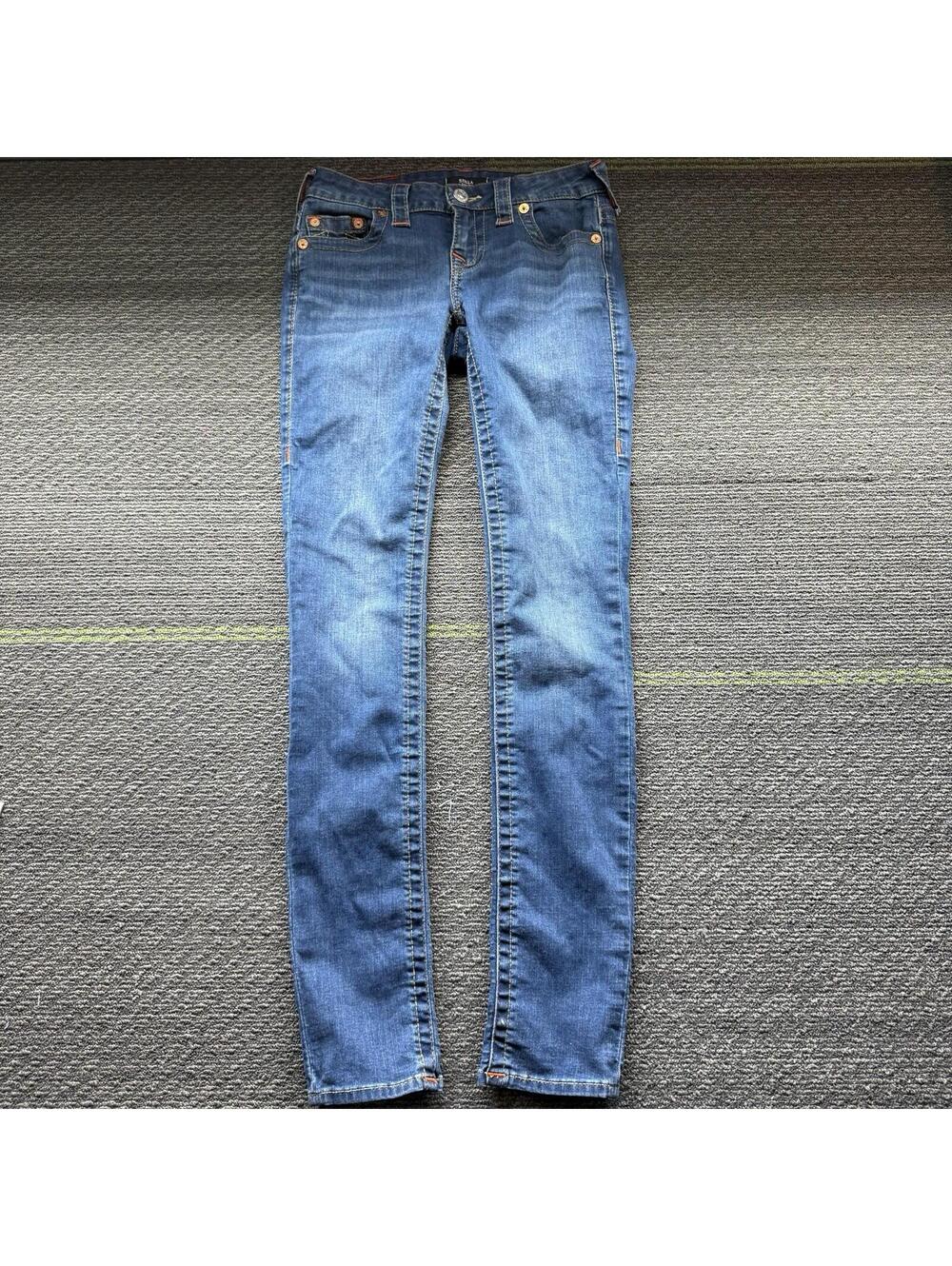 True Religion Stella Skinny Jeans Womens 27 Blue Medium Wash Low Rise Stretch